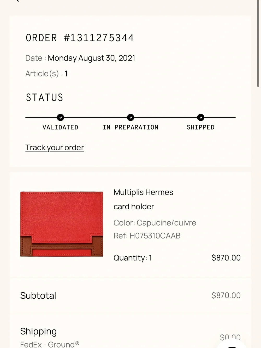Multiplis Hermes Multiplis card holder mens wallet
